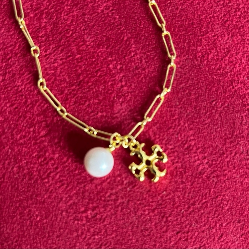Bundle Tory Burch Orange Scarf and Necklace - Picture 2 of 9